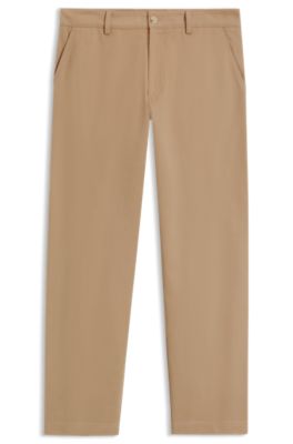 BOSS BY BECKHAM relaxed-fit chinos in cotton twill, Light Beige