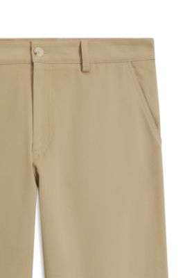 BOSS BY BECKHAM chinos relaxed fit en sarga de algod&oacute;n, Beige claro