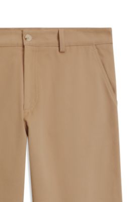 BOSS BY BECKHAM relaxed-fit chinos in cotton twill, Light Beige
