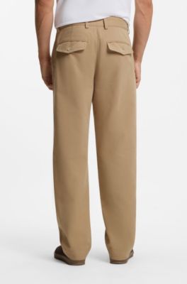 BOSS BY BECKHAM relaxed-fit chinos in cotton twill, Light Beige