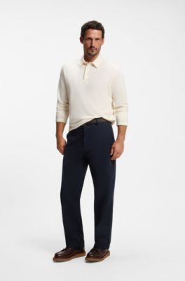 BOSS BY BECKHAM relaxed-fit chinos in cotton twill, Dark Blue