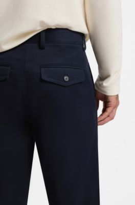 BOSS BY BECKHAM chinos relaxed fit en sarga de algod&oacute;n, Azul oscuro
