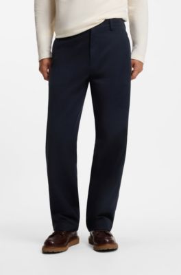 BOSS BY BECKHAM relaxed-fit chinos in cotton twill, Dark Blue