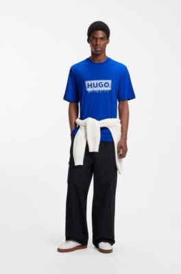Cotton T-shirt with logo print, Light Blue
