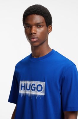 Cotton T-shirt with logo print, Light Blue