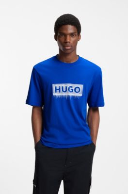 Cotton T-shirt with logo print, Light Blue