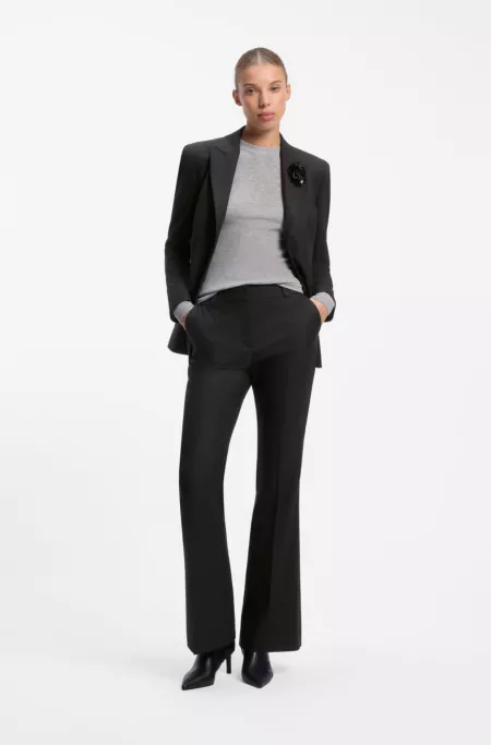 Pinstripe slim-fit pants with bootcut leg
