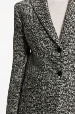 Regular-fit herringbone blazer, Patterned