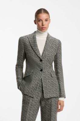 Regular-fit herringbone blazer, Patterned