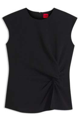 Crepe top with knotted detail, Black