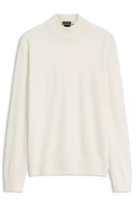 Mock-neck sweater in extra-fine merino wool