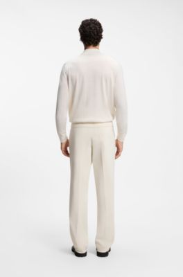 Mock-neck sweater in extra-fine merino wool, White