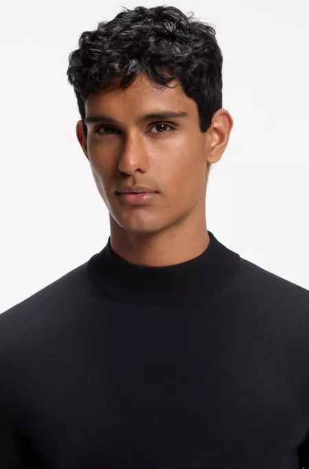 Mock-neck sweater in extra-fine merino wool