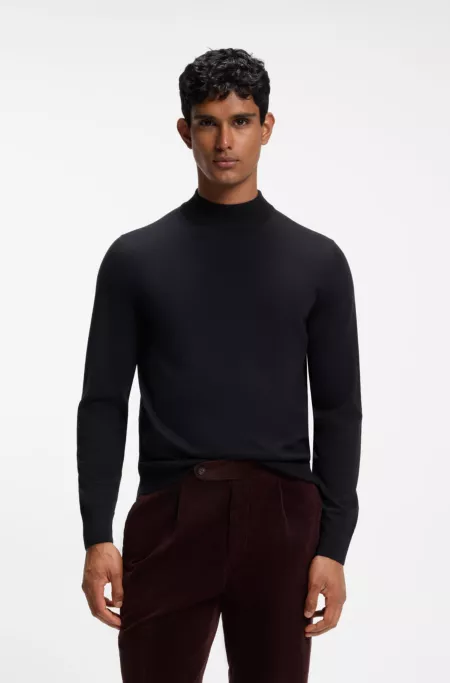 Mock-neck sweater in extra-fine merino wool