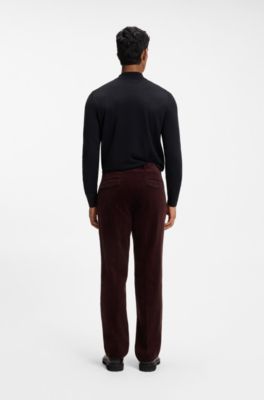 Mock-neck sweater in extra-fine merino wool, Dark Blue