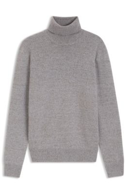 Pull &agrave; col roul&eacute; en laine vierge moulin&eacute;e, bleu clair