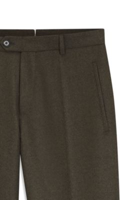 Italian wool regular-fit pants with cashmere, Light Green