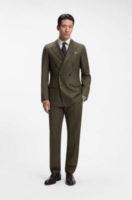 Italian wool regular-fit pants with cashmere, Light Green