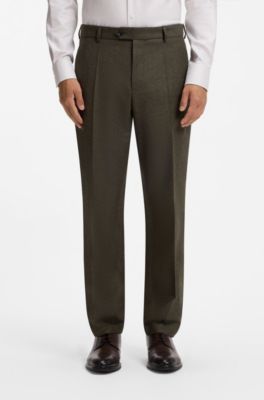 Italian wool regular-fit pants with cashmere, Light Green