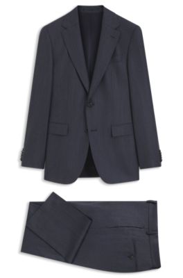 Two-piece regular-fit suit in Italian virgin wool, Dark Blue