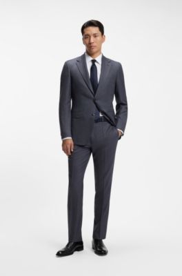Two-piece regular-fit suit in Italian virgin wool, Dark Blue