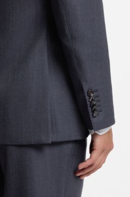 Two-piece regular-fit suit in Italian virgin wool, Dark Blue