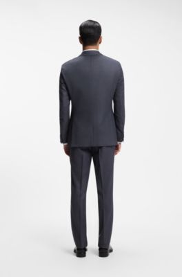 Traje regular fit de dos piezas en lana virgen italiana, Azul oscuro