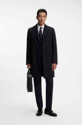 Single-breasted coat in Italian cashmere, Dark Blue