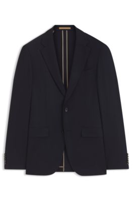 Slim-fit jacket in virgin wool and cashmere, Dark Blue