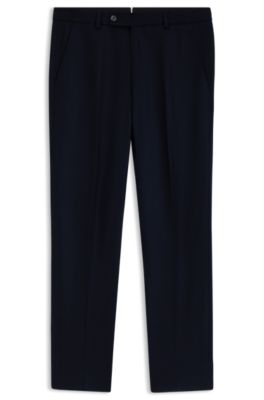 Tapered-fit pants in virgin wool and cashmere, Dark Blue