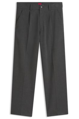 Relaxed-fit wide-leg pants in performance-stretch fabric, Dark Grey