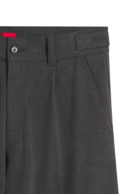 Relaxed-fit wide-leg pants in performance-stretch fabric, Dark Grey