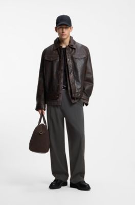 Relaxed-fit wide-leg pants in performance-stretch fabric, Dark Grey
