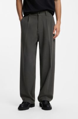 Relaxed-fit wide-leg pants in performance-stretch fabric, Dark Grey