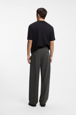 Relaxed-fit wide-leg pants in performance-stretch fabric, Dark Grey