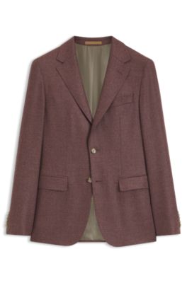 Blazer regular fit en lana virgen con seda, Marr&oacute;n claro