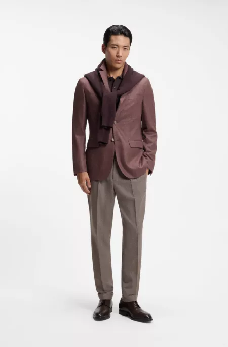 Regular-fit blazer in virgin wool with silk