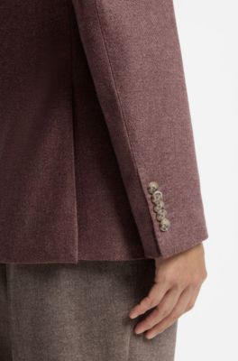 Regular-fit blazer in virgin wool with silk, Light Brown
