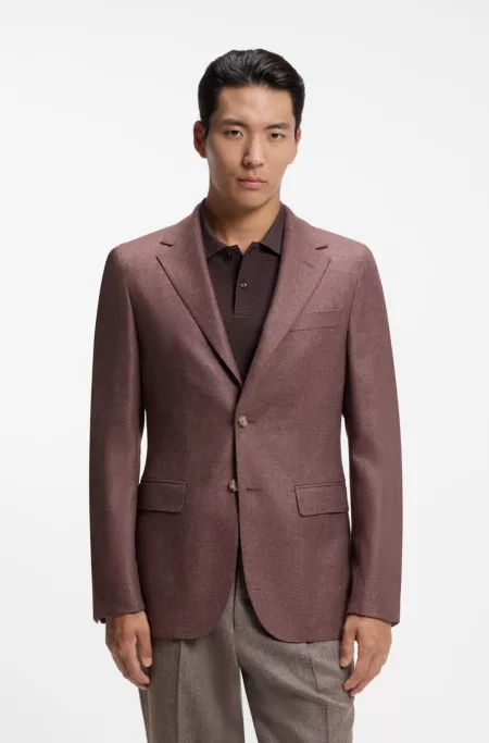 Regular-fit blazer in virgin wool with silk