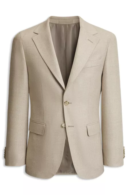Regular-fit blazer in virgin wool with silk