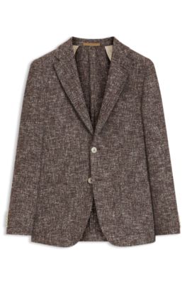 Slim-fit blazer in micro-patterned fabric, Light Brown