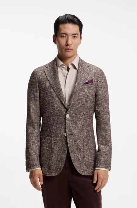 Slim-fit blazer in micro-patterned fabric