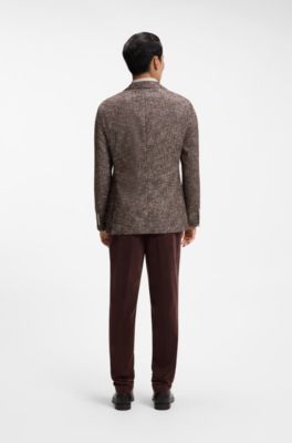 Slim-fit blazer in micro-patterned fabric, Light Brown