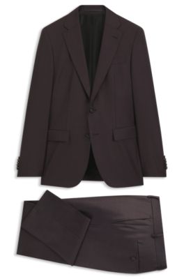 Traje slim fit de dos piezas en lana virgen italiana, Marr&oacute;n claro
