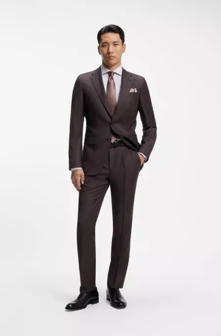 Two-piece slim-fit suit in Italian virgin wool
