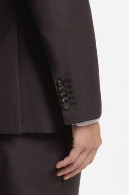 Two-piece slim-fit suit in Italian virgin wool, Light Brown