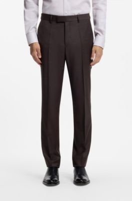 Traje slim fit de dos piezas en lana virgen italiana, Marr&oacute;n claro