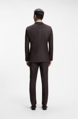 Two-piece slim-fit suit in Italian virgin wool, Light Brown