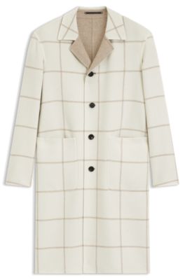 Reversible relaxed-fit coat in virgin wool and cashmere, White