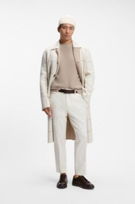 Reversible relaxed-fit coat in virgin wool and cashmere, White